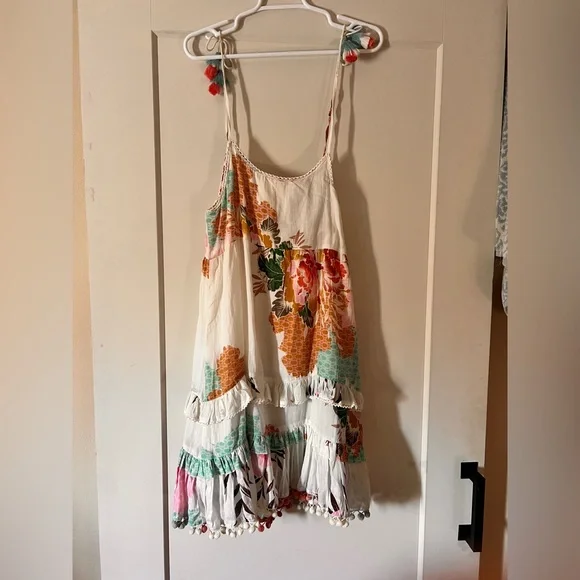 Z&L Floral Multicolor Pom Pom Sleeveless Dress - Picture 2 of 6